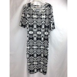 LulaRoe Women SMALL Black White Dress Short Sleeves Round Neck